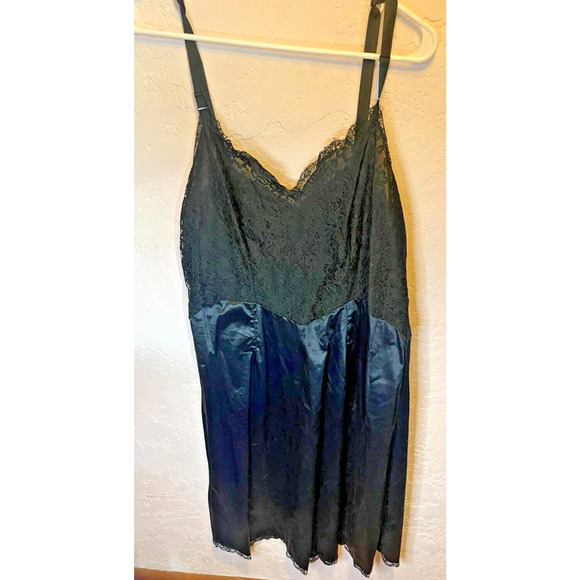 Vintage Lace Satin Slip Dress Sexy Lingerie Nightgown Chemise Retro Costume - Picture 1 of 2